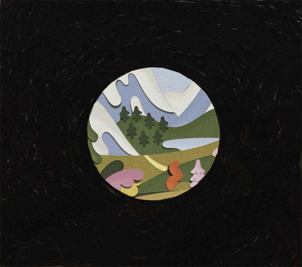 Illustration to demonstrate what vision with glaucoma looks like. A black border surrounding a small view of the world.