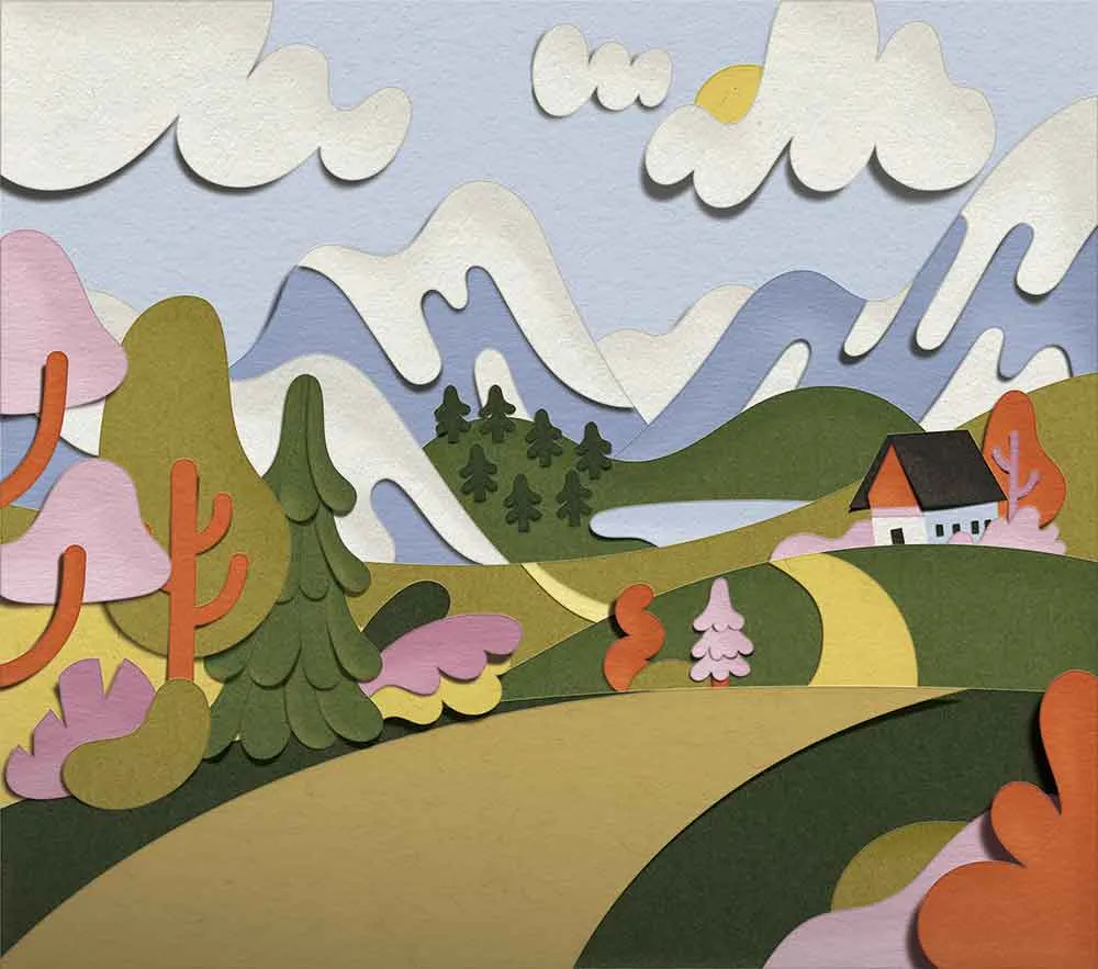 Illustration of mountains to illustrate what perfect vision looks like.