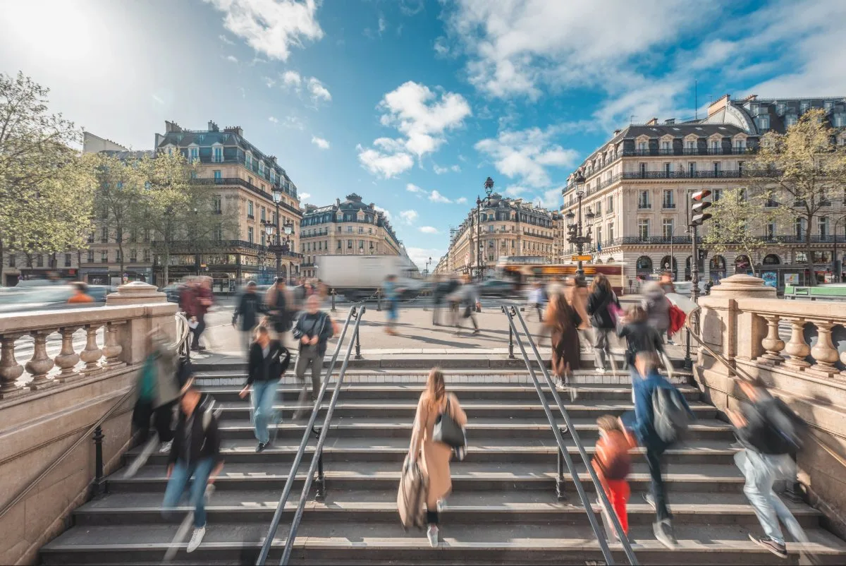 People walking in busy London street